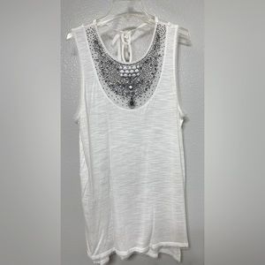 BCBG Beaded White Tank Wmn Size Med